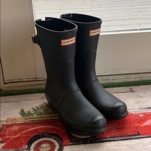 Matte black hunter boots